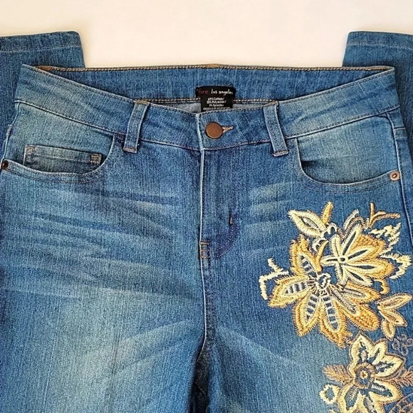 Fire Los Angeles Hi Rise Embroidered Skinny Jeans Size 7 - Picture 6 of 11
